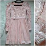 Нежное персиковое розовое платье с кружевом