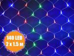 Гирлянда сетка LED 140 диодов 2х1.5м на окно: 3 цвета