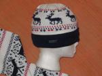 Термо шапка + шарф с оленями, на обхват головы от 56,5 см до 61,5 см
