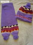 Фиолетовые шапка и шарф набор для мальчика или девочки